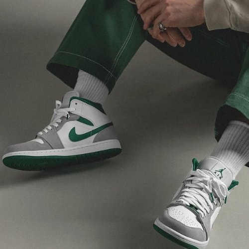 Air Jordan 1 Mid SE "Grey/Pine Green/White"